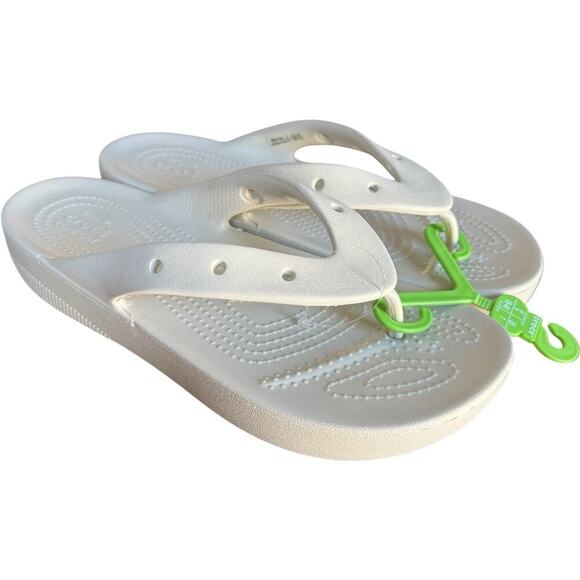 NWOT Crocs Classic Croslite Slip On Platform Flip Flop White Women's Size 9 - Picture 2 of 11